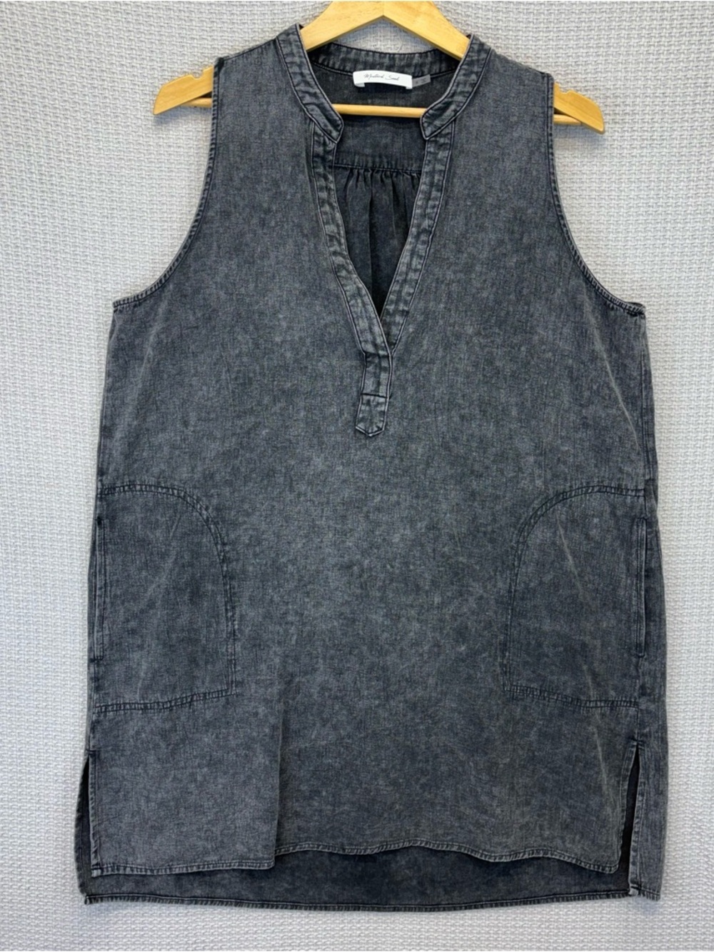 Anthropologie Mustard Seed Dark Gray Denim Sleeveless Mini Dress Grunge Punk Sm